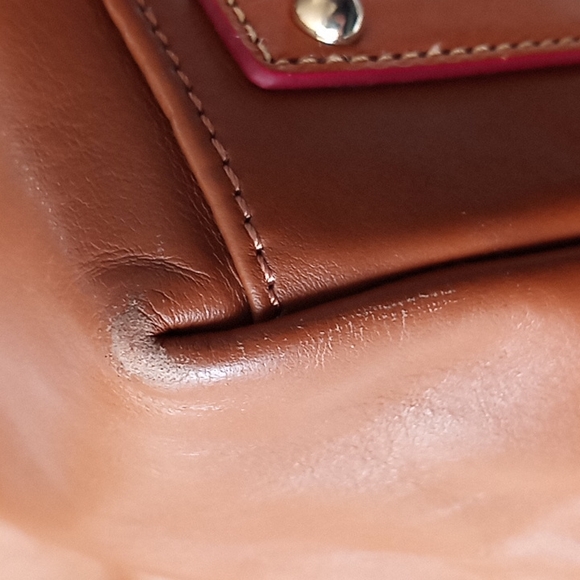 Dooney & Bourke Smooth Genuine Leather    Handbag. Color is a  Rich Caramel. - Picture 7 of 16